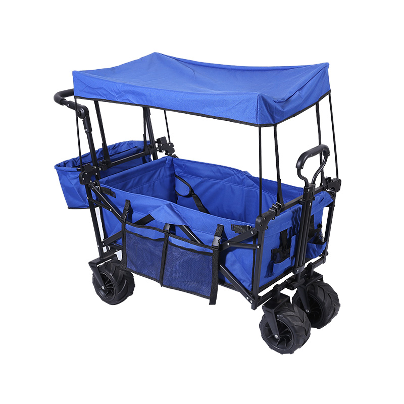 Folding Garden Trolley Cart Portable Heavy Duty Wagon With Canopy