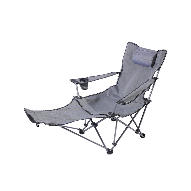 Oversized Folding Portable Grey Reclining Camping Lounge Chair