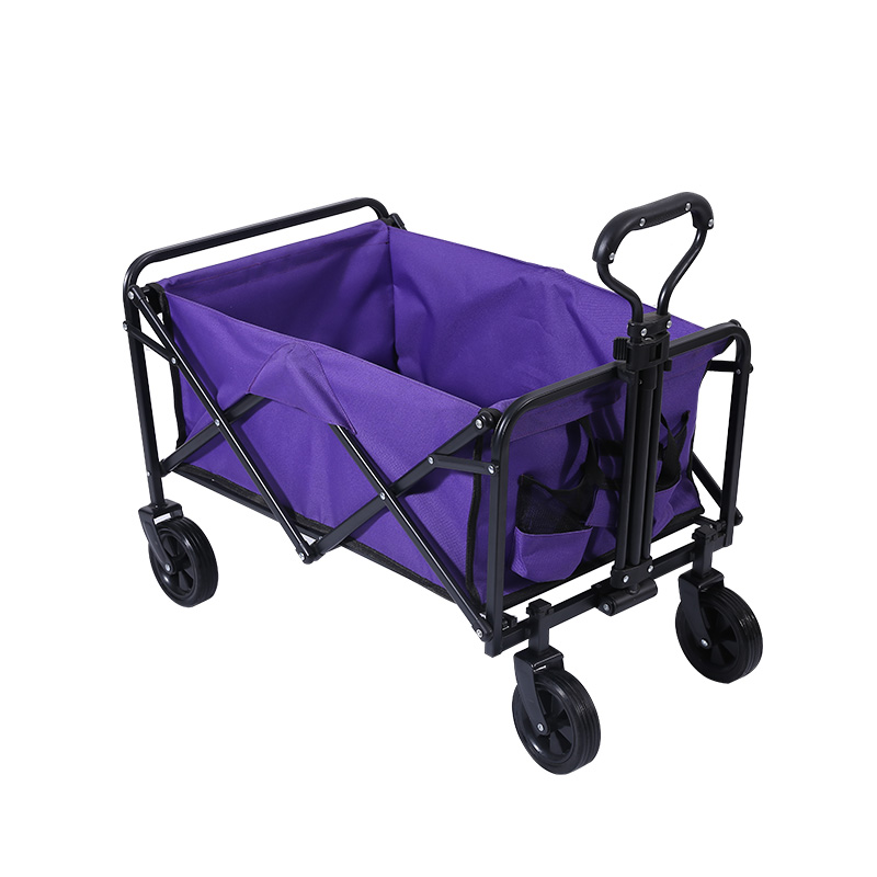Purple Folding Outdoor Utility Wagon with Wheels & Adjustable Handle